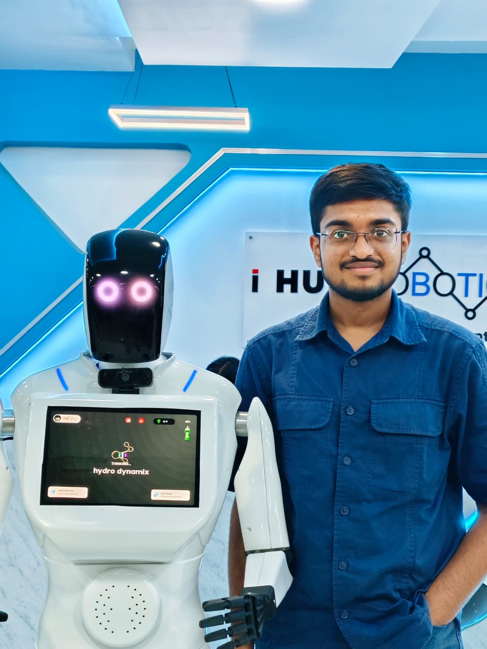 Vatsalya Bhadaurya with humanoid robot